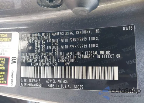 2015 Toyota Venza Le from USA, damaged, VIN 4T3BA3BB8FU071358